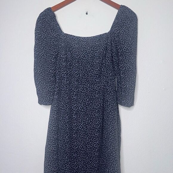 Abercrombie & Fitch leopard print 3/4 Sleeve Squareneck Smocked Dress Size Small - Picture 4 of 12
